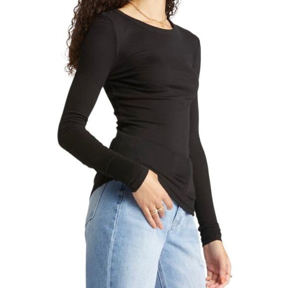 NWT Bp. Black Long Sleeve Rib T-Shirt in Size Extra Large - Picture 2 of 8